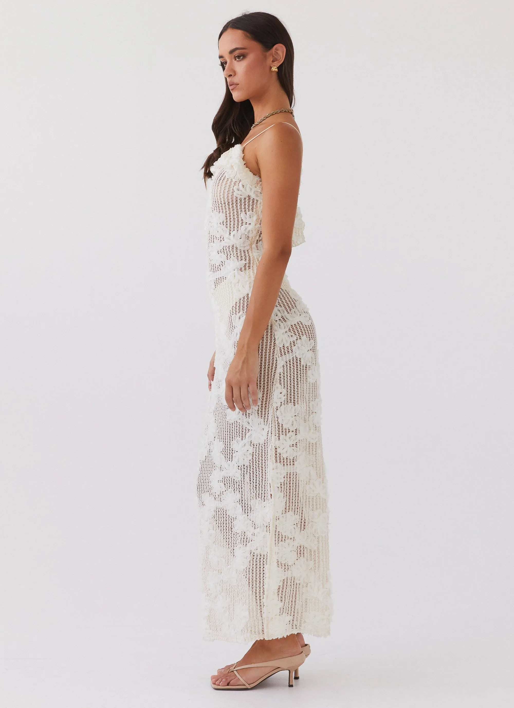 Evangeline Embroidered Maxi Dress - Ivory Tea