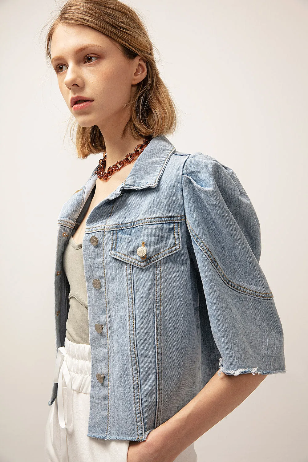 Evelyn Puffed Denim Jacket