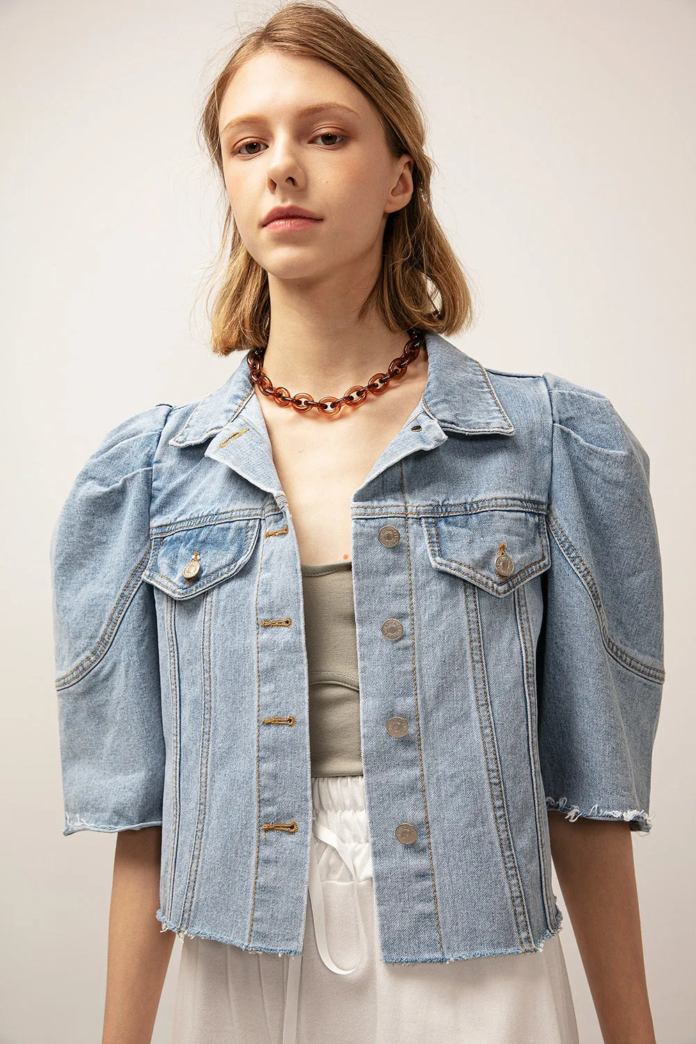 Evelyn Puffed Denim Jacket