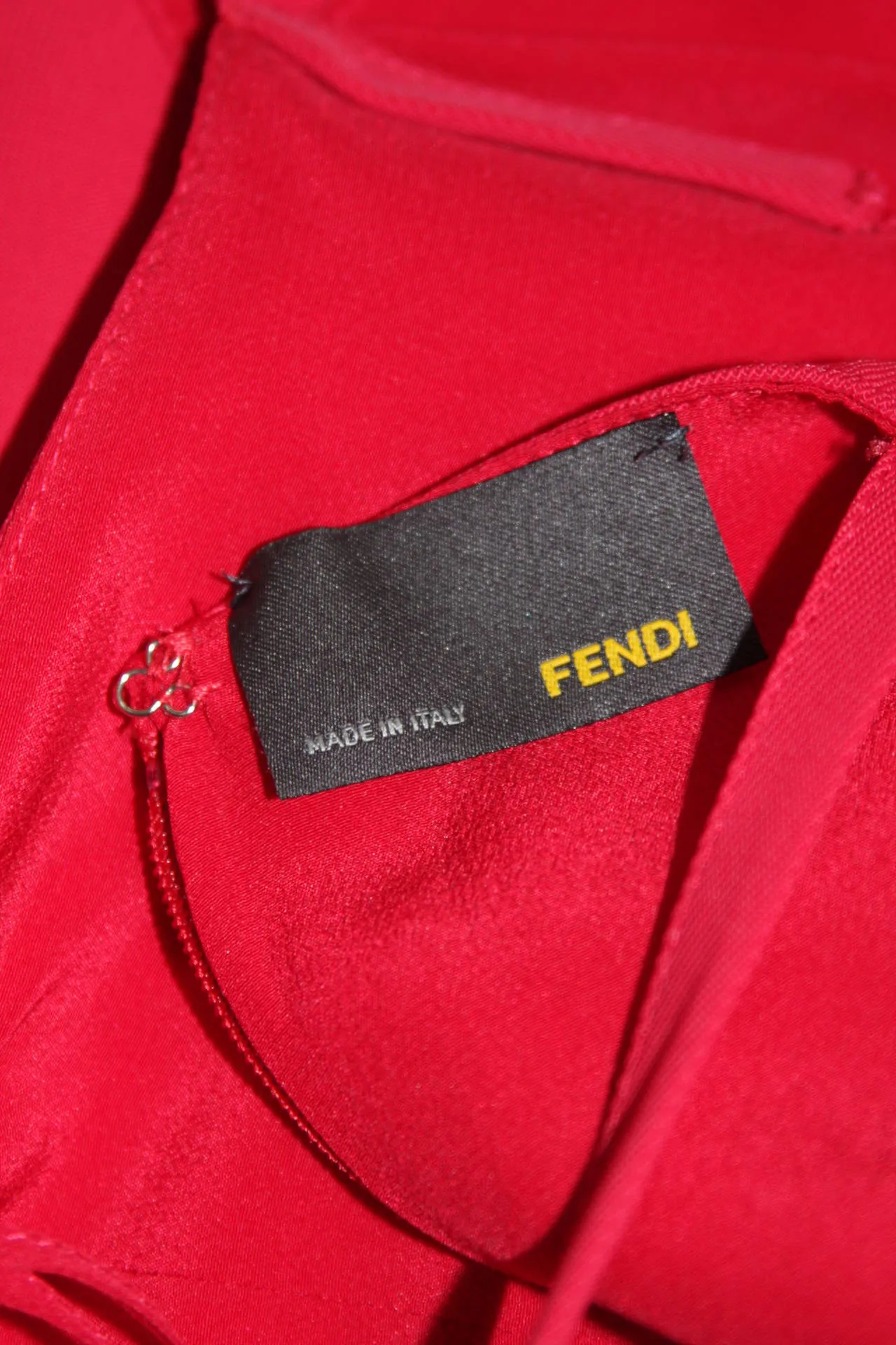 FENDI Red Cocktail Dress with Caplet and Button Details Size 2