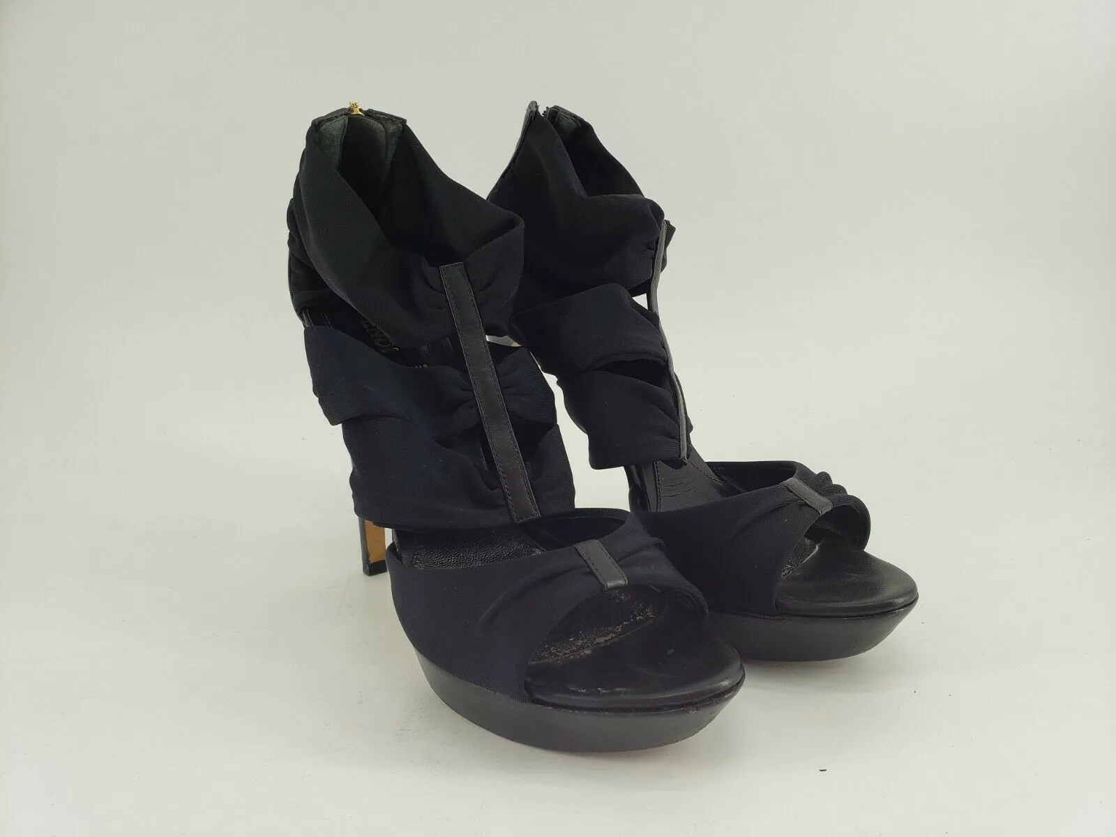 Fendi Sandalo Cuoietto   Lycra Opaca Black | Size 39 EUR | Real Leather