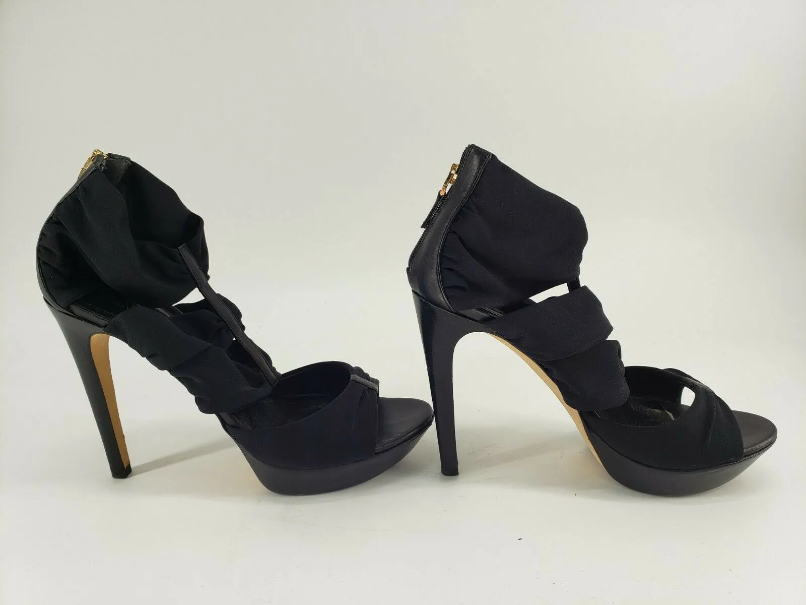 Fendi Sandalo Cuoietto   Lycra Opaca Black | Size 39 EUR | Real Leather