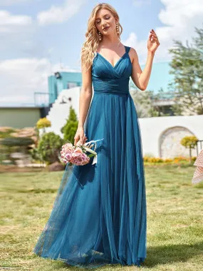 Floor Length Sleeveless Wholesale Maxi Bridesmaid Tulle Dresses