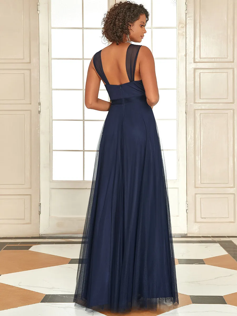 Floor Length Sleeveless Wholesale Maxi Bridesmaid Tulle Dresses