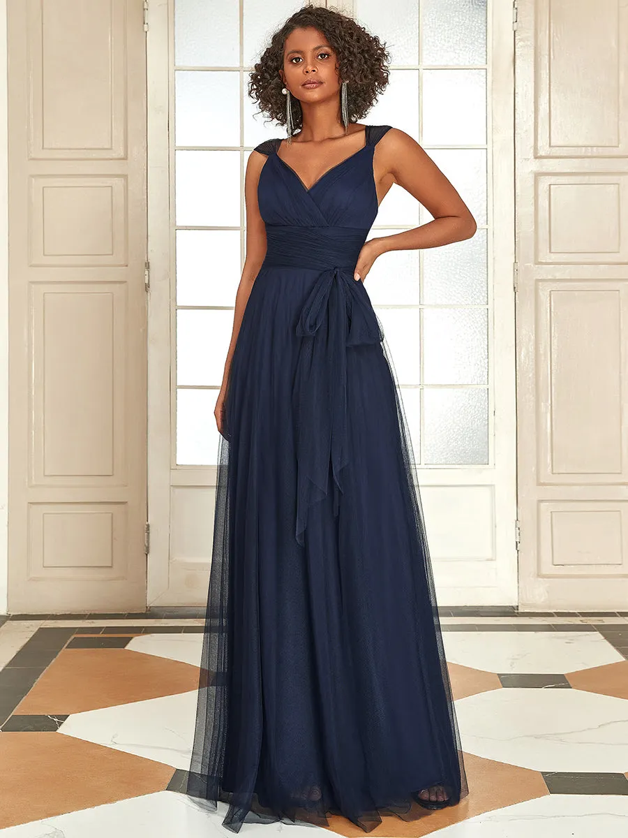 Floor Length Sleeveless Wholesale Maxi Bridesmaid Tulle Dresses