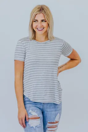 For The Moment Striped Tee In Grey