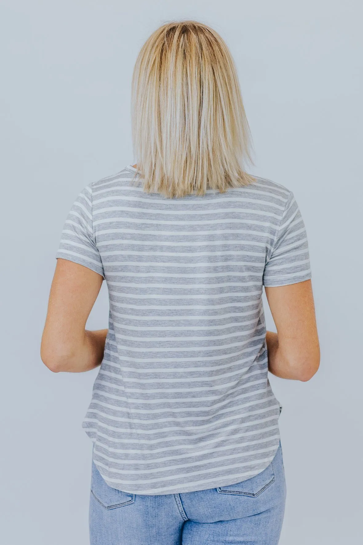 For The Moment Striped Tee In Grey