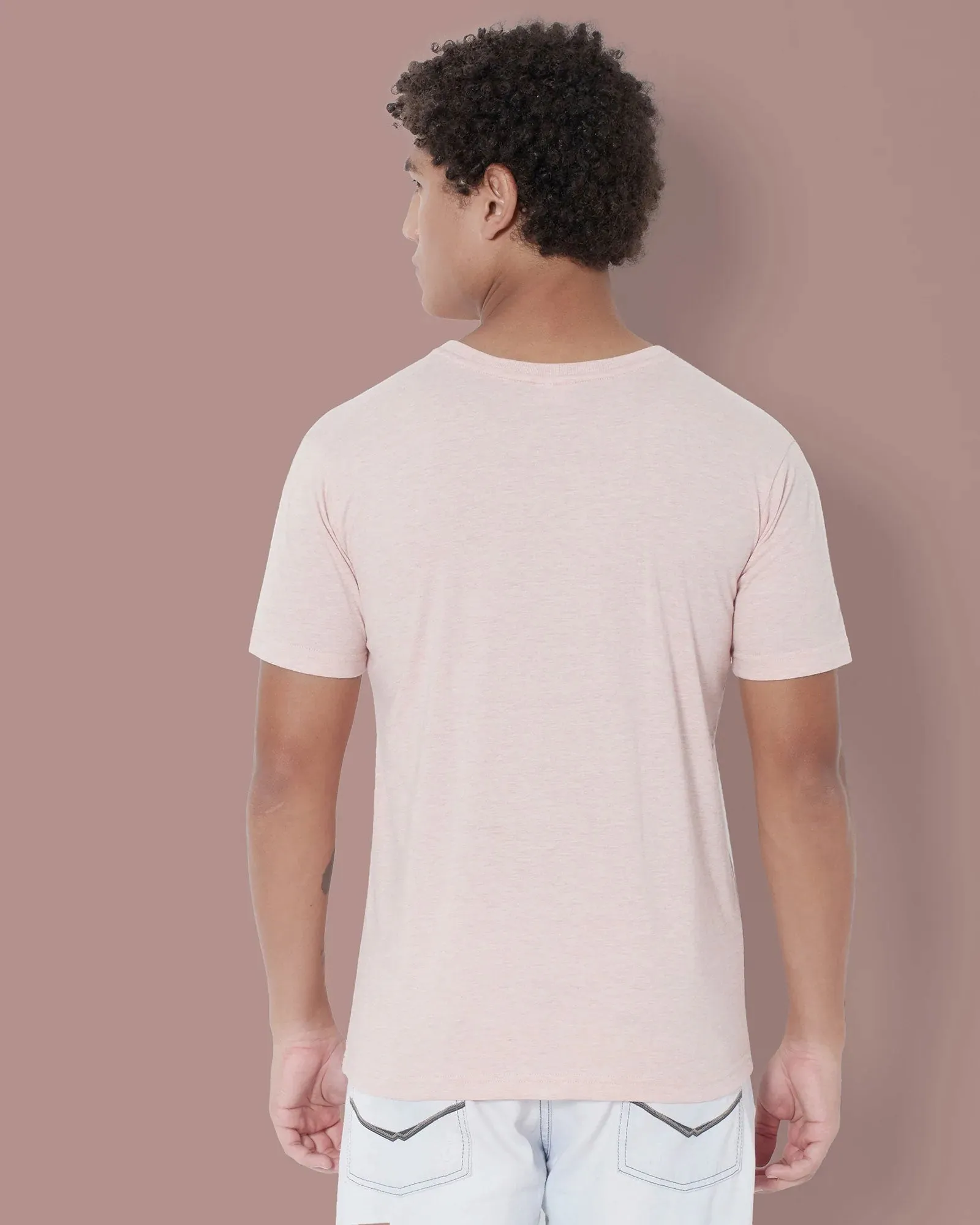 Half Sleeves Crew Neck: Rose Melange