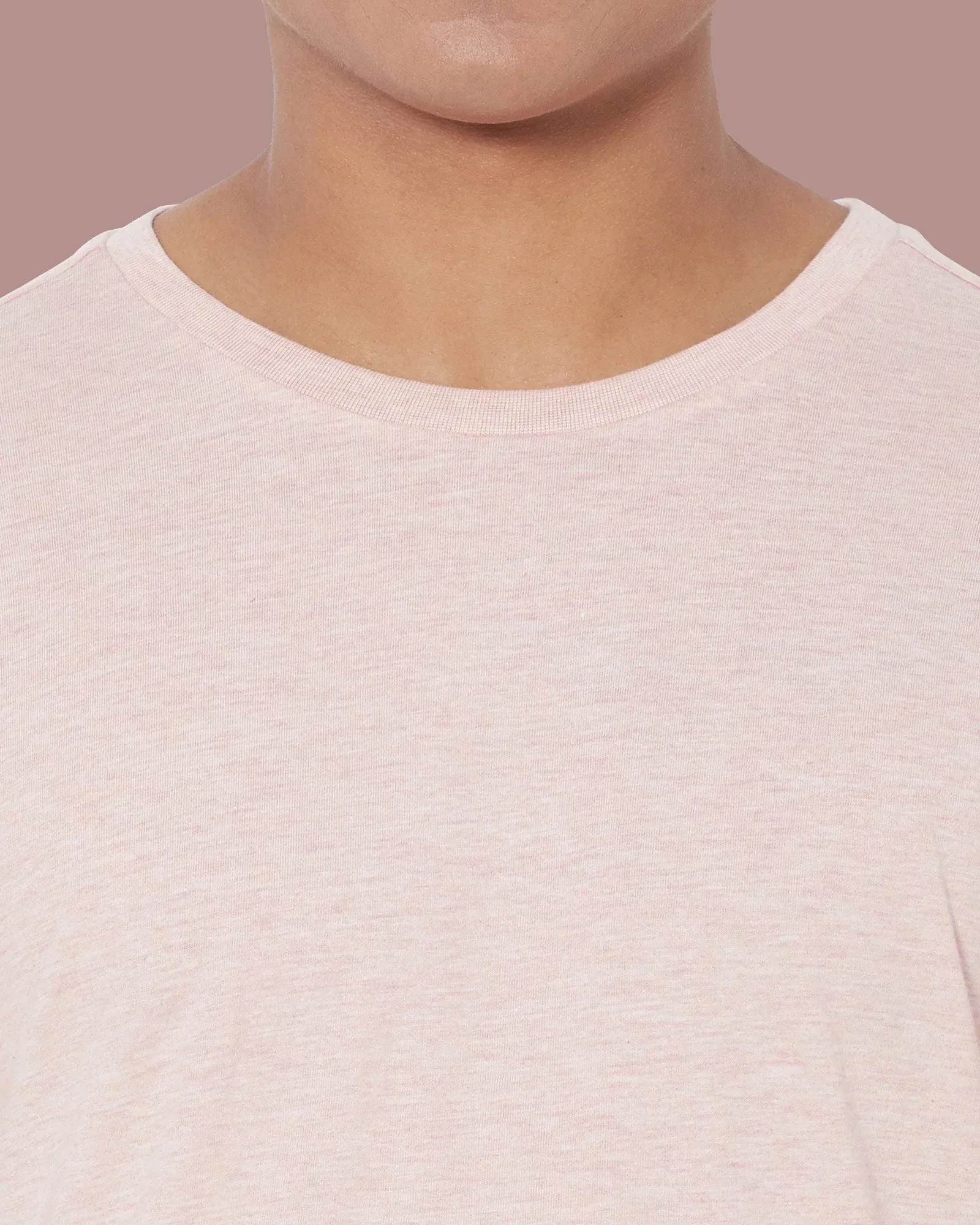 Half Sleeves Crew Neck: Rose Melange