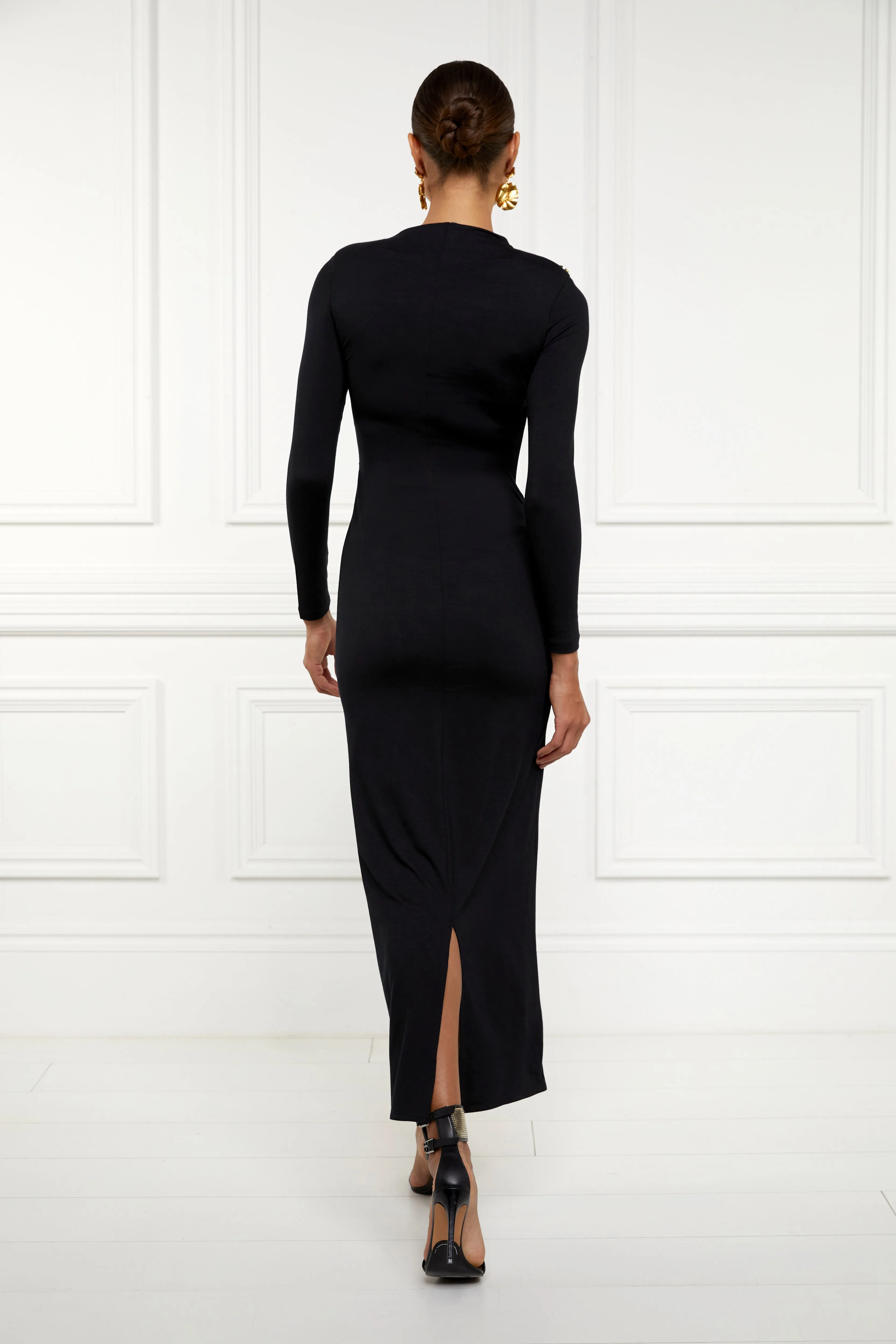 Harper Long Sleeve Maxi Dress (Black)