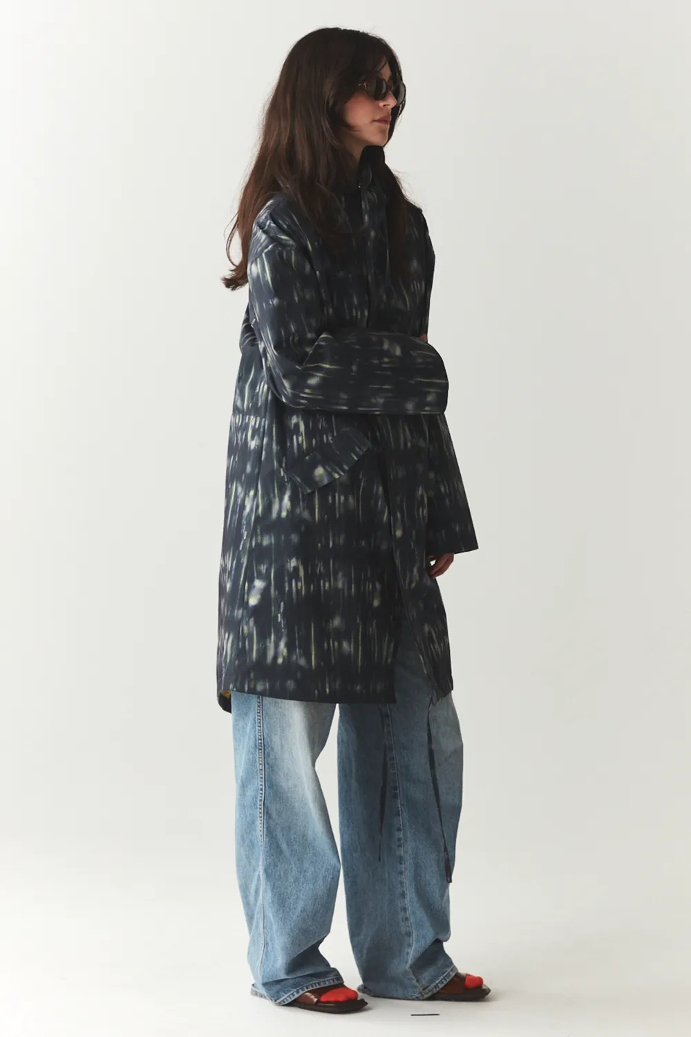 HOODED PARKA FISHTALE PRINT SS'24 NAVY