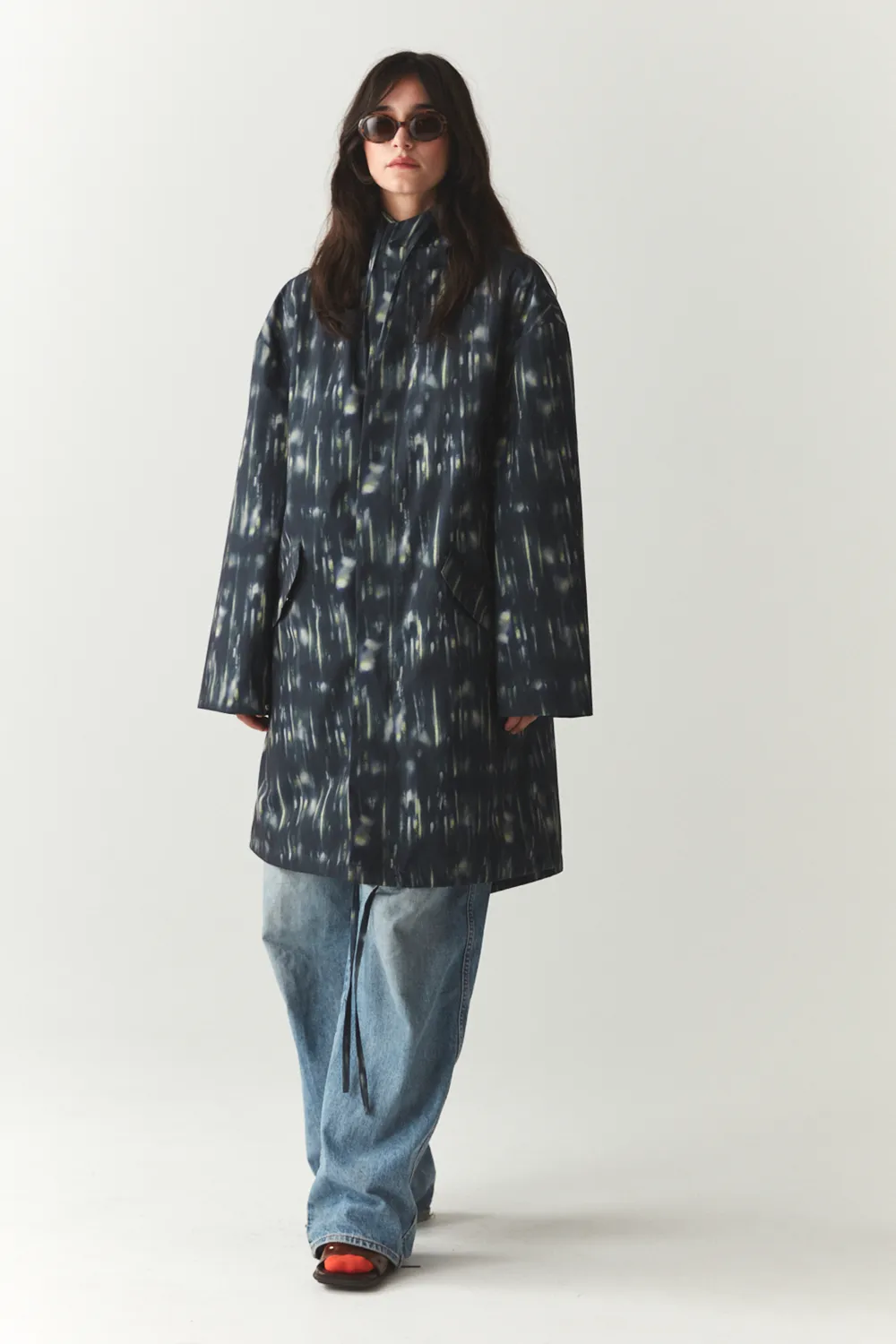 HOODED PARKA FISHTALE PRINT SS'24 NAVY