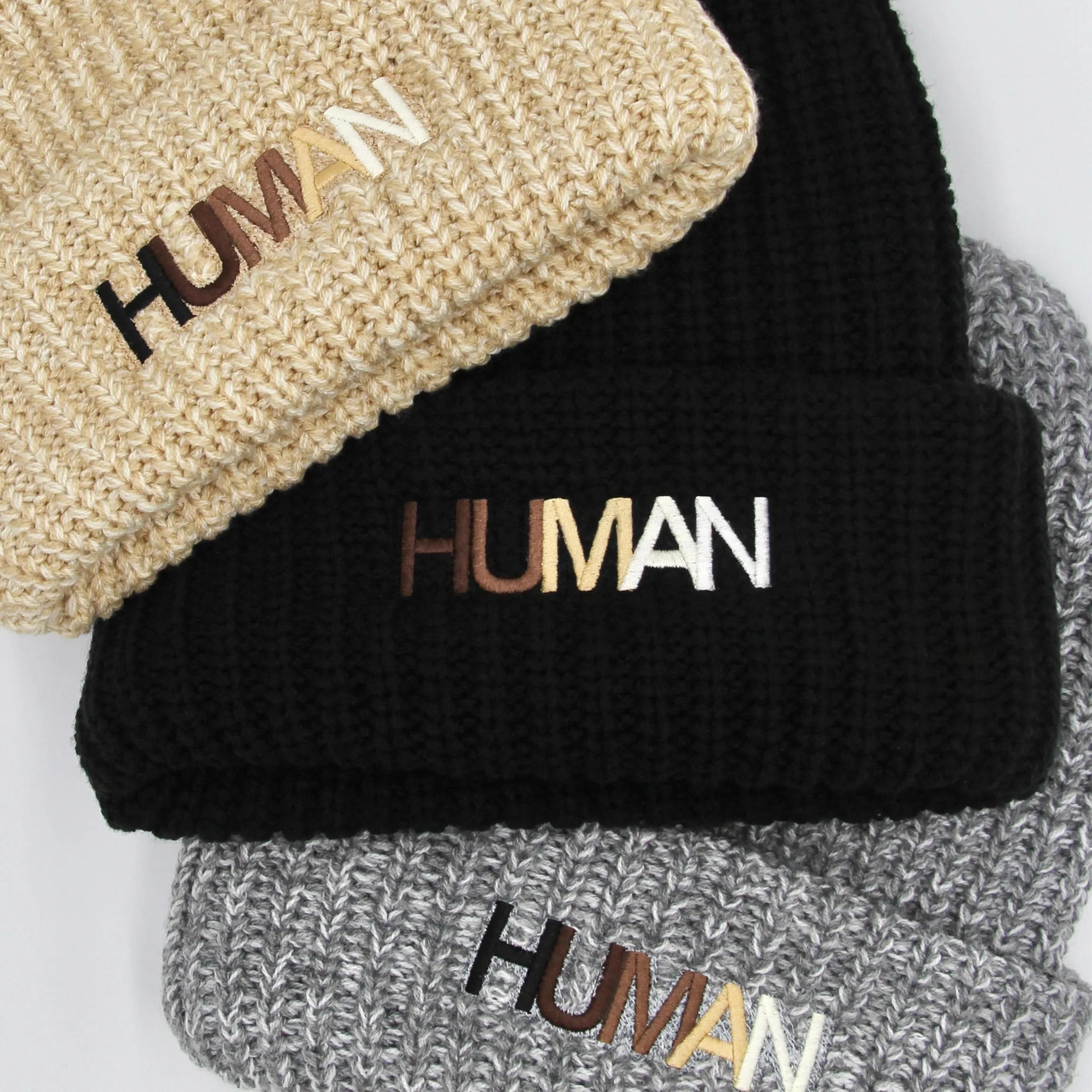 Human Embroidered Chunky Beanie