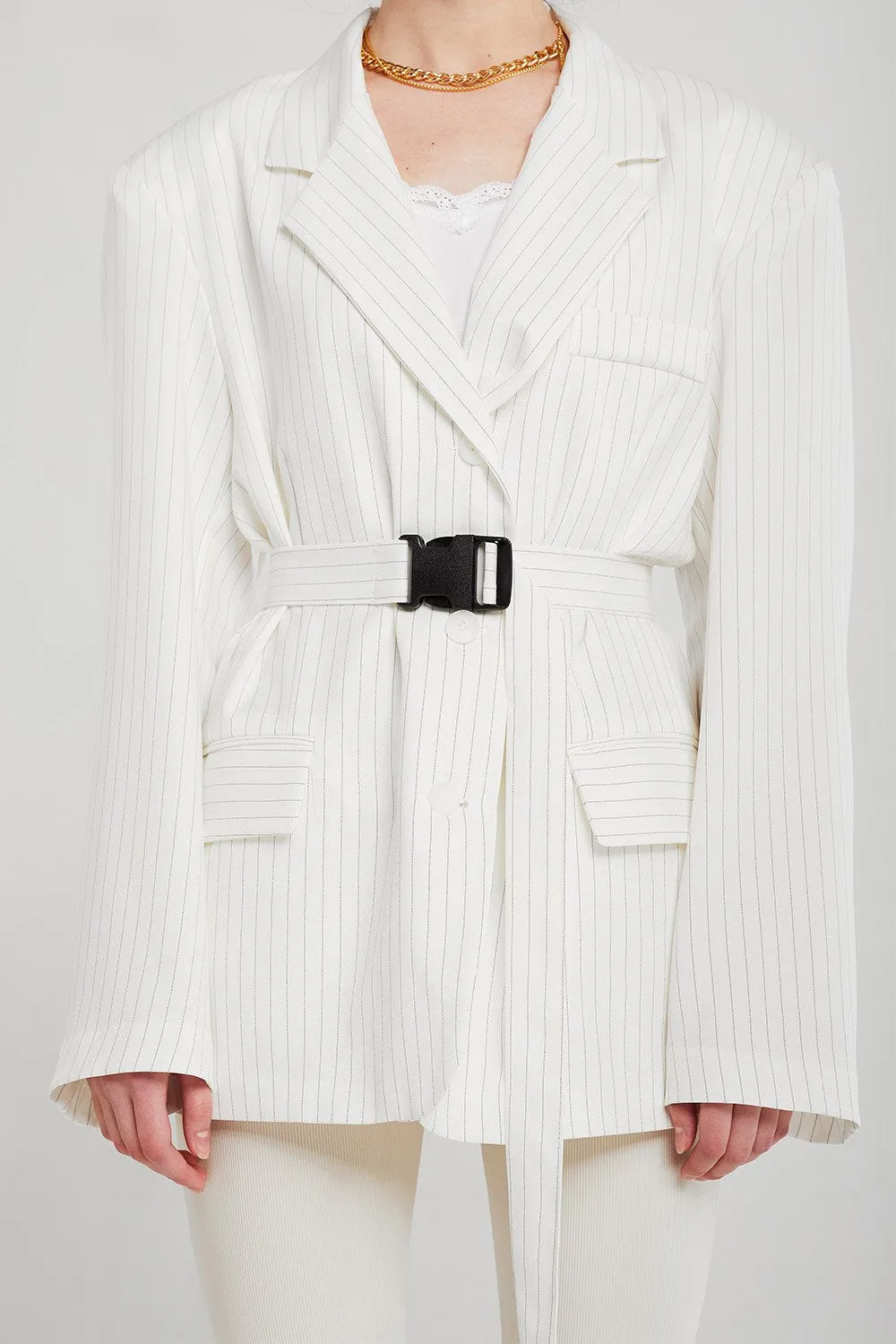 Isabella Pinstripe Cutout Back Blazer