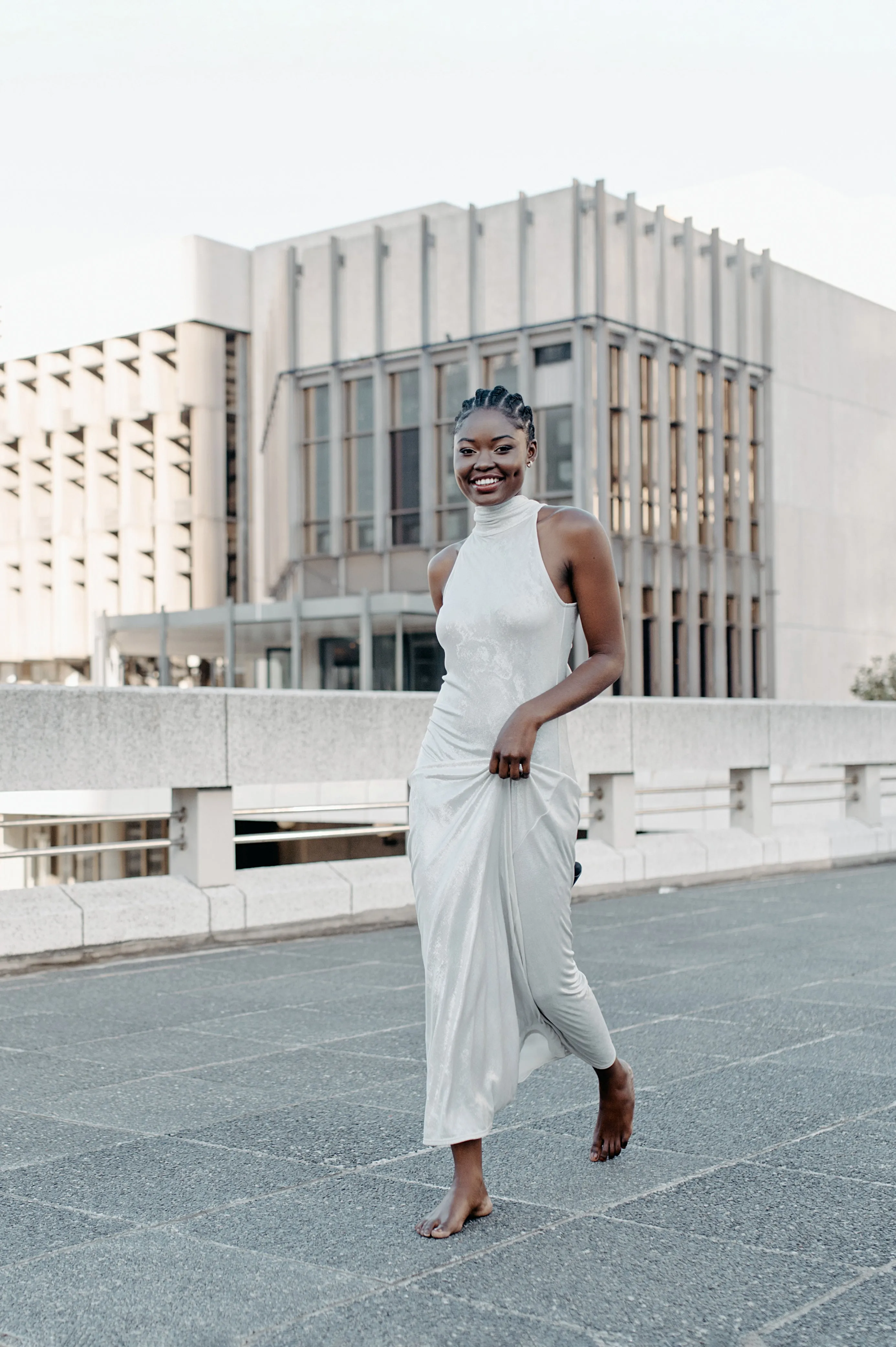 Jenna Halterneck Dress | Silver Ivory