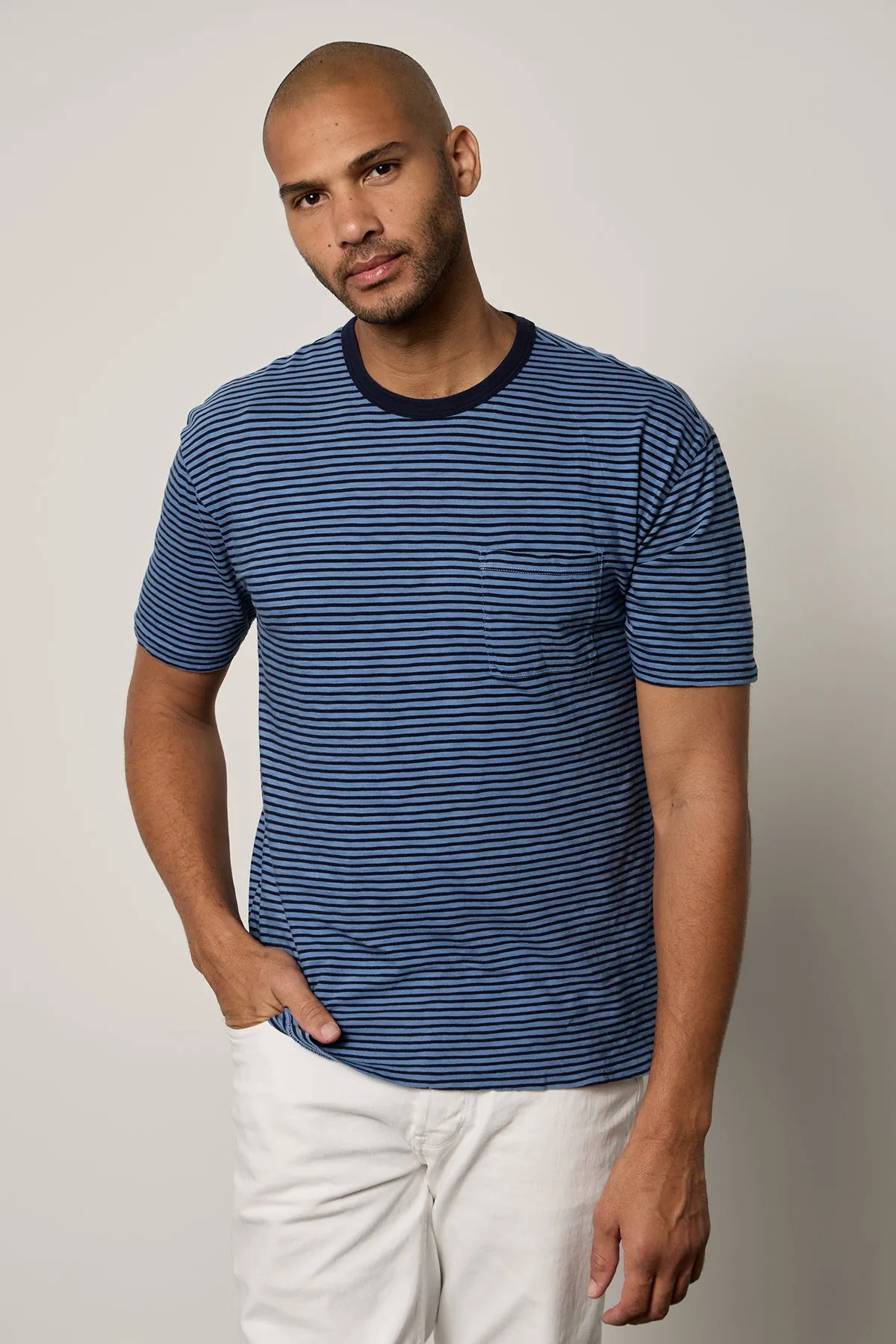 JEREMY STRIPED CREW NECK TEE