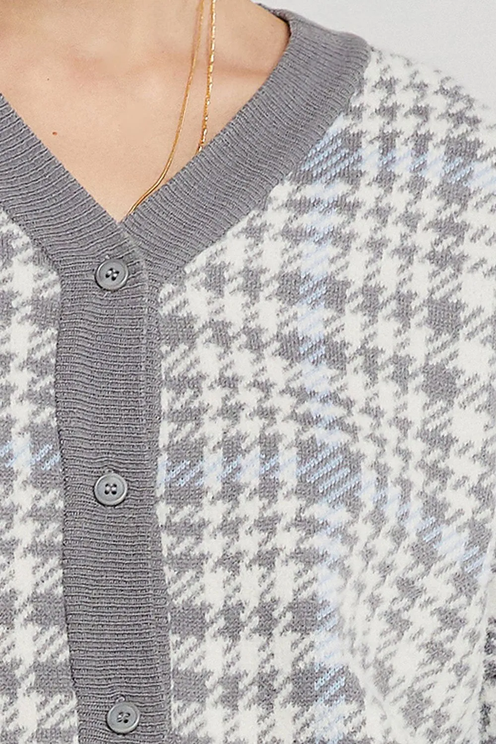 Julia Plaid Houndstooth Cardigan