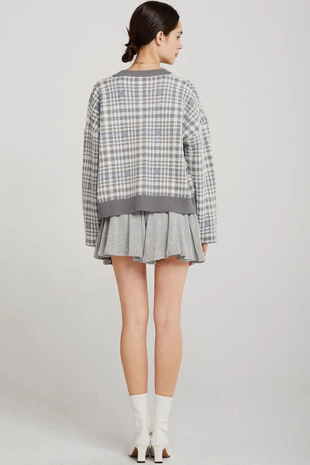 Julia Plaid Houndstooth Cardigan