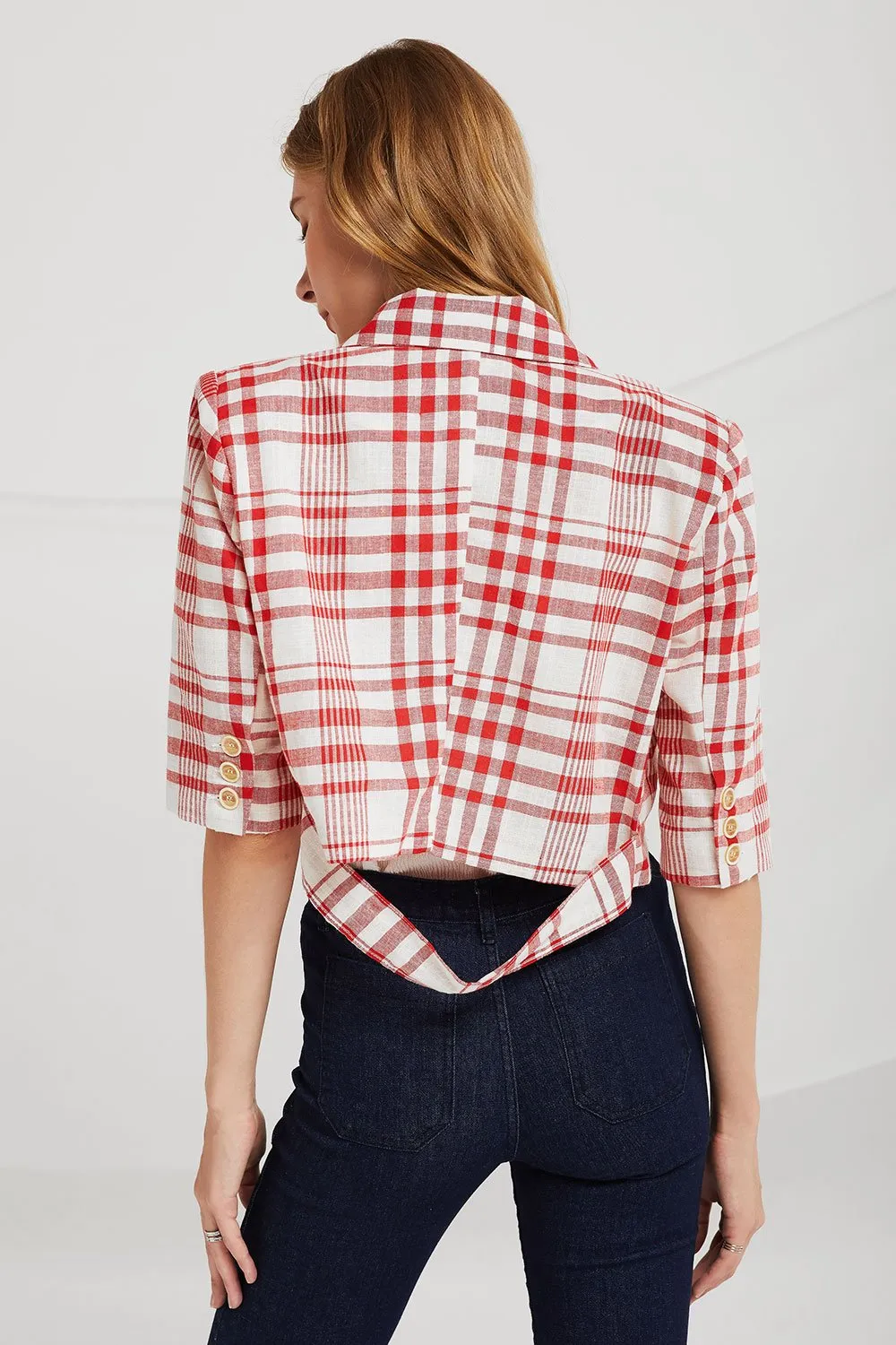 Kinsley Slash Cut Plaid Blazer