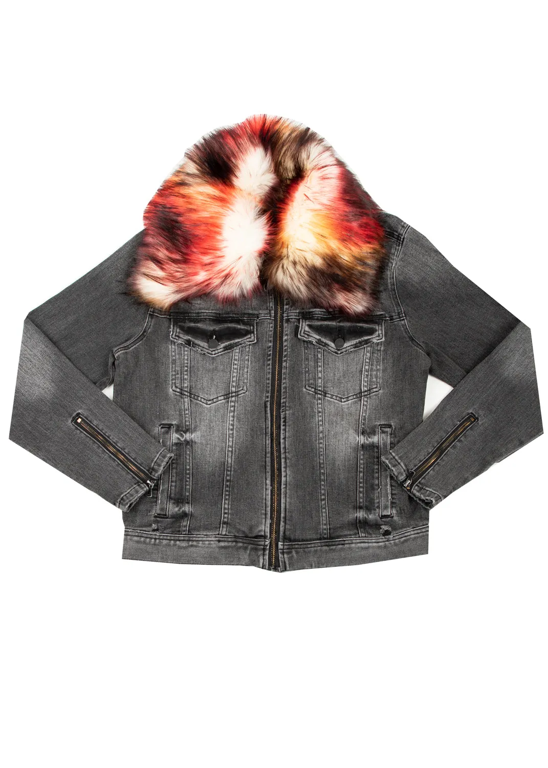 KURT REMOVABLE FUR COLLAR JACKET BLACK