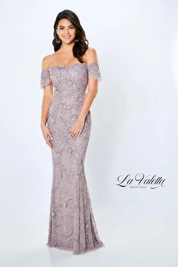 La Valletta LV22103 Beaded Off The Shoulder Gown