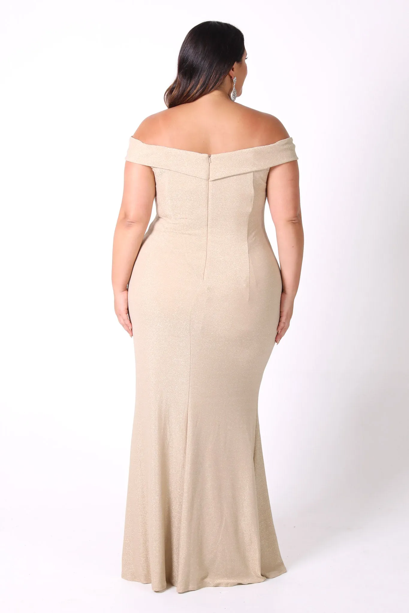 Lawrence Off Shoulder Maxi Dress - Shimmer Gold