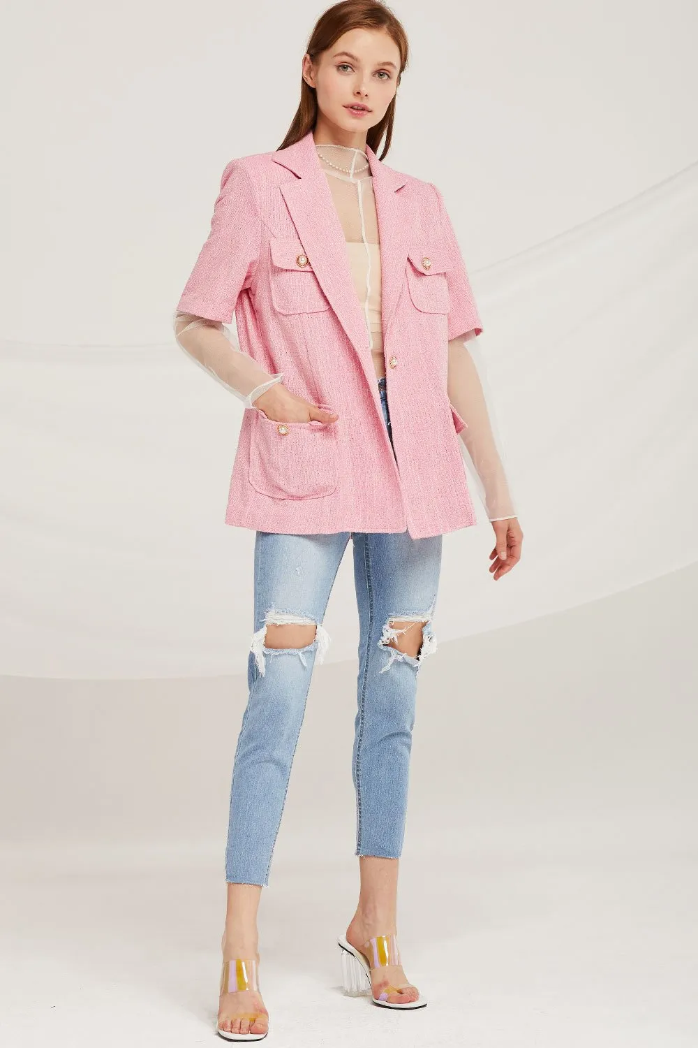 Leah Pearl Button Jacket