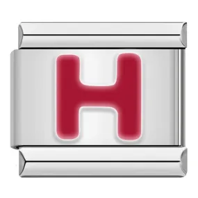 Letter H in Red, on Silver