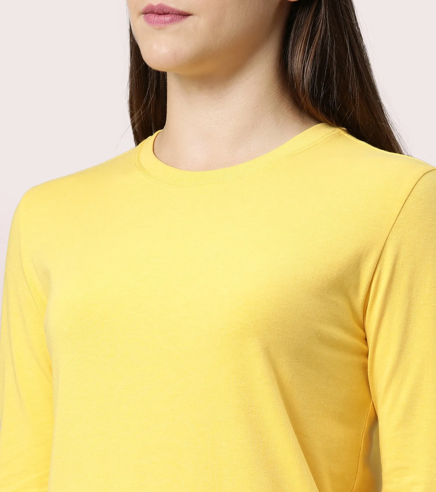 Long Sleeve Basic Crew Tee - Solid | Crew Neck Basic Stretch Cotton Tee