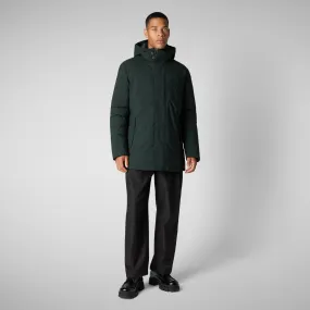 Man's hooded parka Sesle in green black