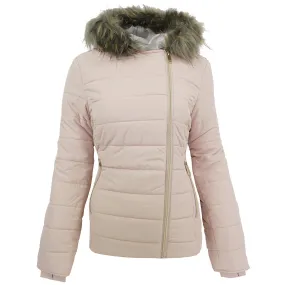 Maralyn & Me Juniors' Asymmetrical Zip Puffer Jacket Magnolia L