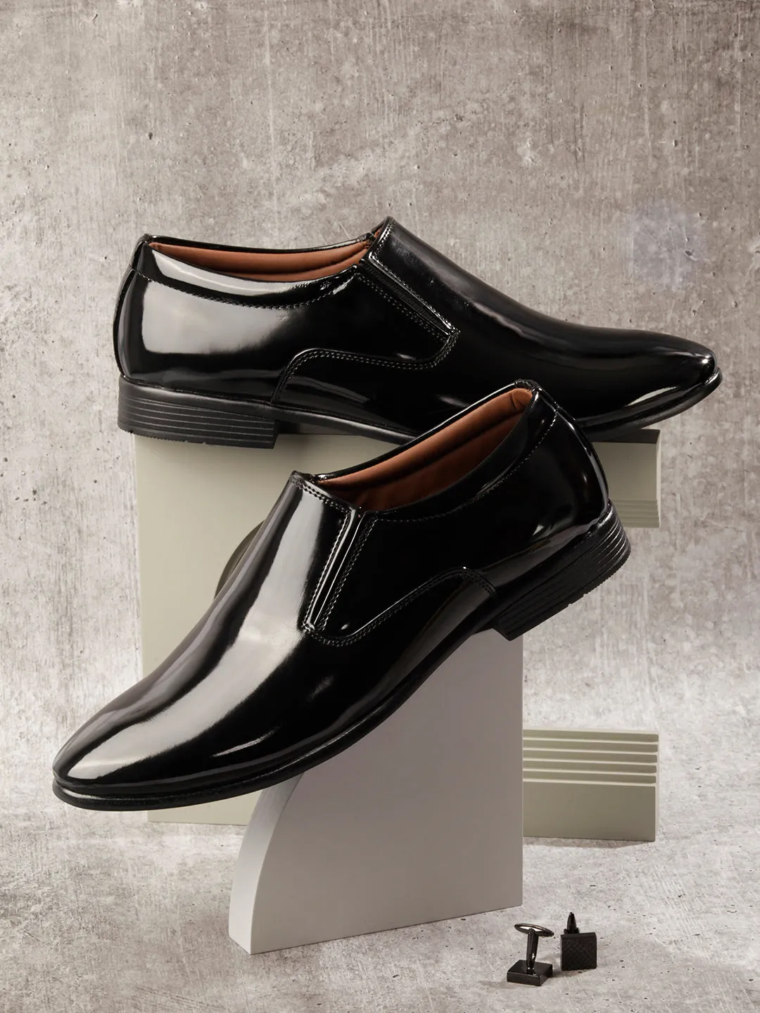 Men's Black Regular Toe Slip On Formal (IX1080)