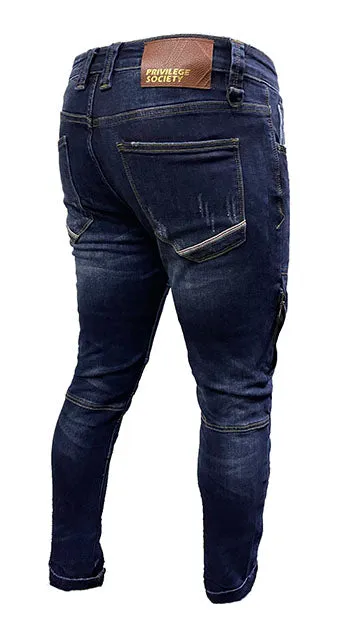 Men's Blue Flame 3D Skinny Jeans