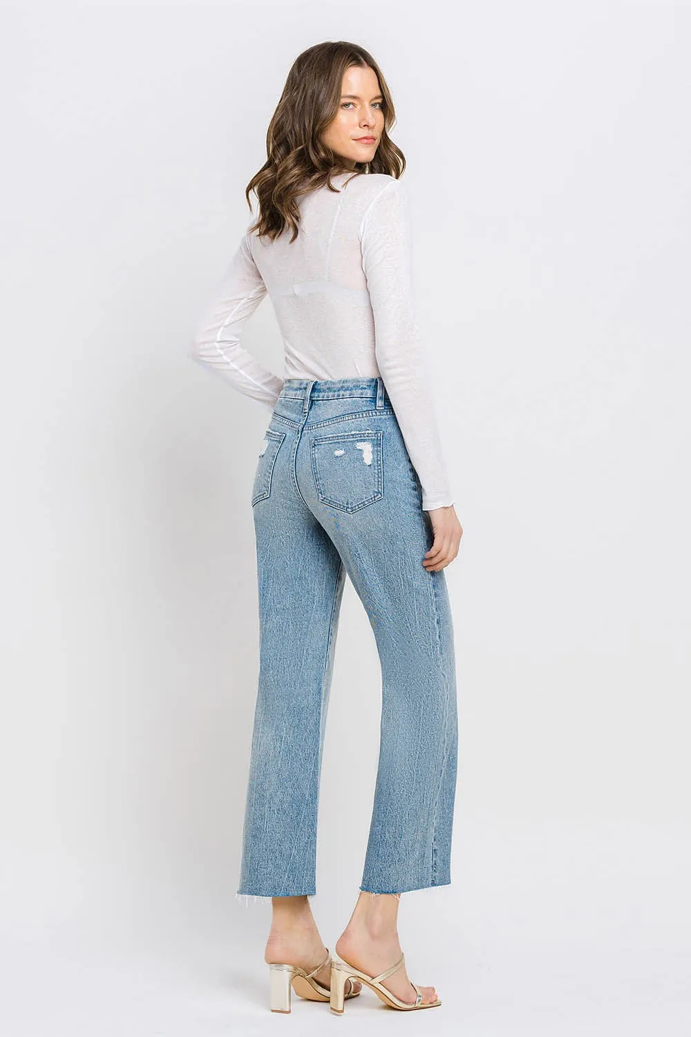 Mid Rise Crop Wide Leg Jeans by Vervet