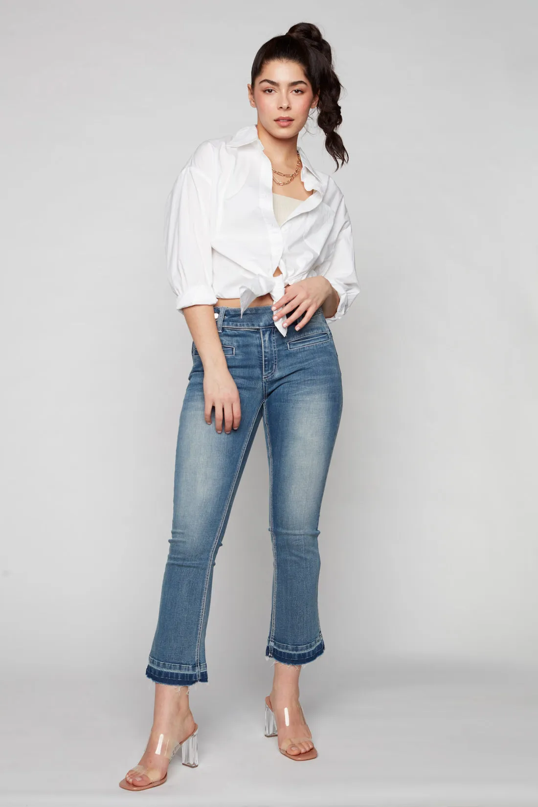 MIMI - Cropped Slim Flare Jean - Vintage Light Blue Wash