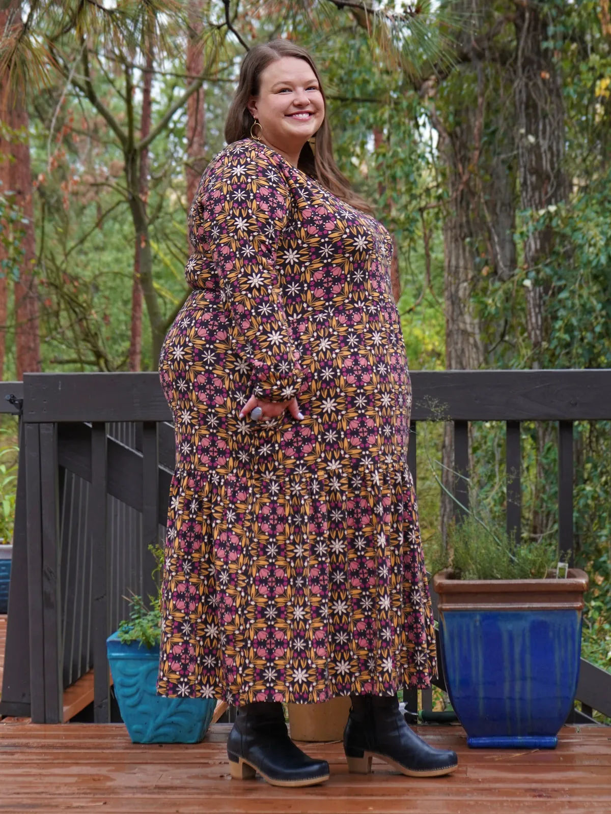 Mirah Tiered Plus Size Dress - Mauve Tile