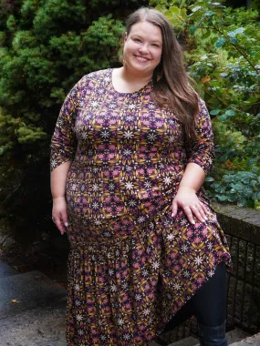 Mirah Tiered Plus Size Dress - Mauve Tile