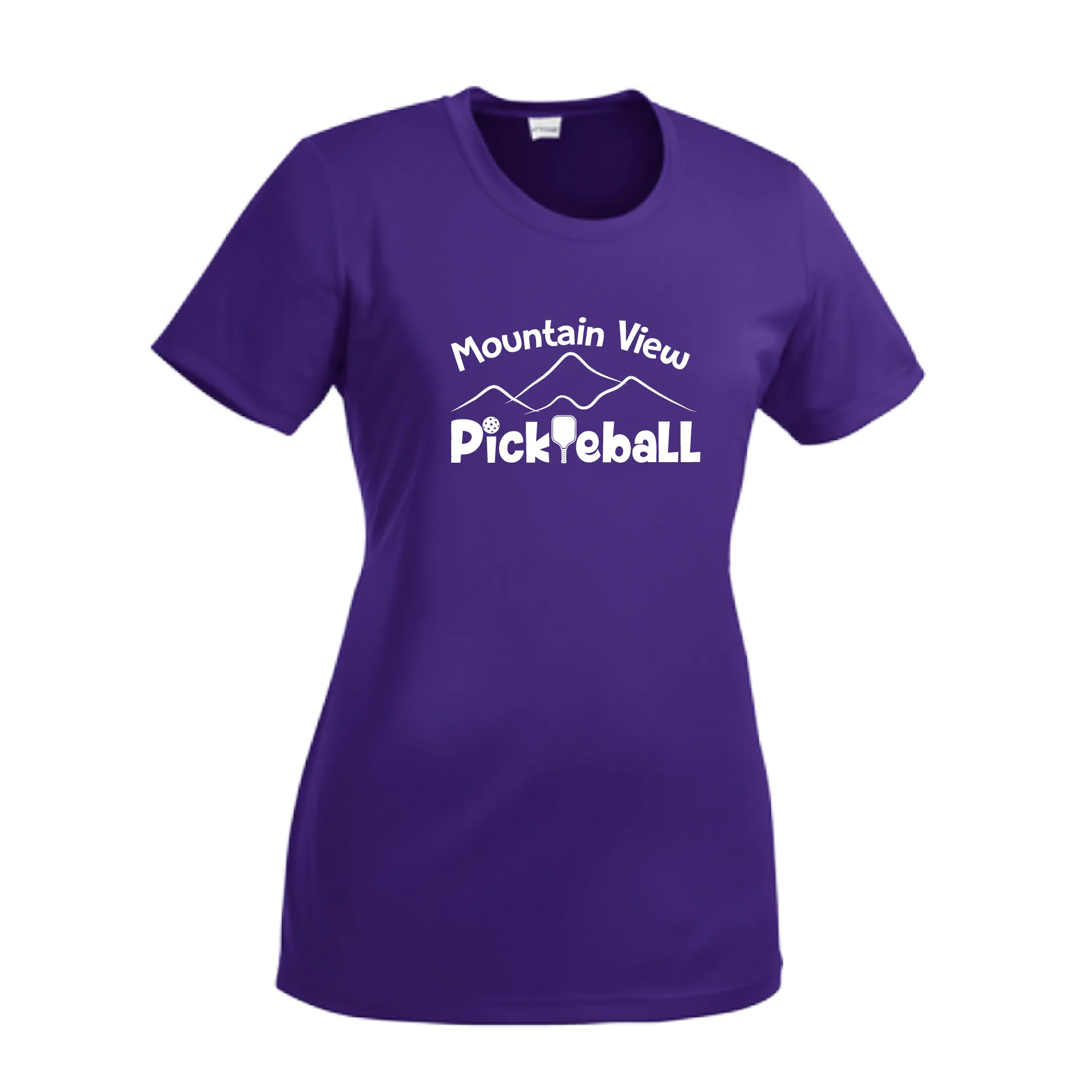 Mountain View Pickleball Club | Women’s Short Sleeve Crewneck Athletic Shirts | 100% Polyester