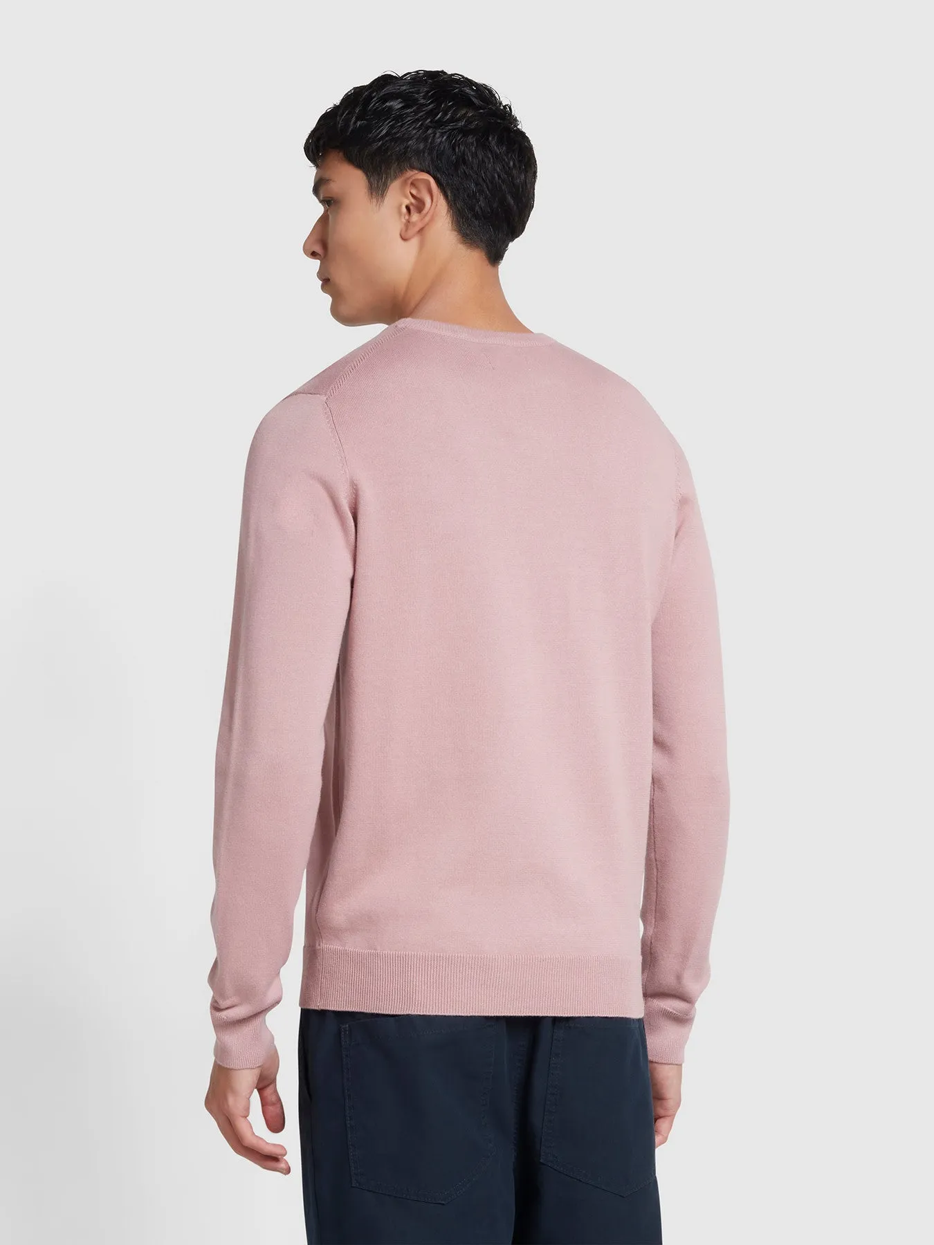 Mullen Cotton Crew Neck Jumper In Dark Pink