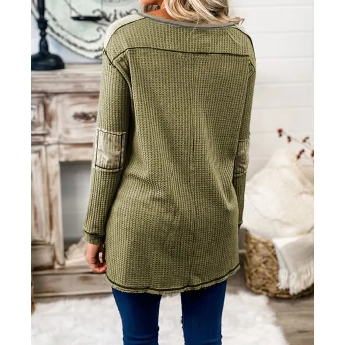 Olive Distressed Henley