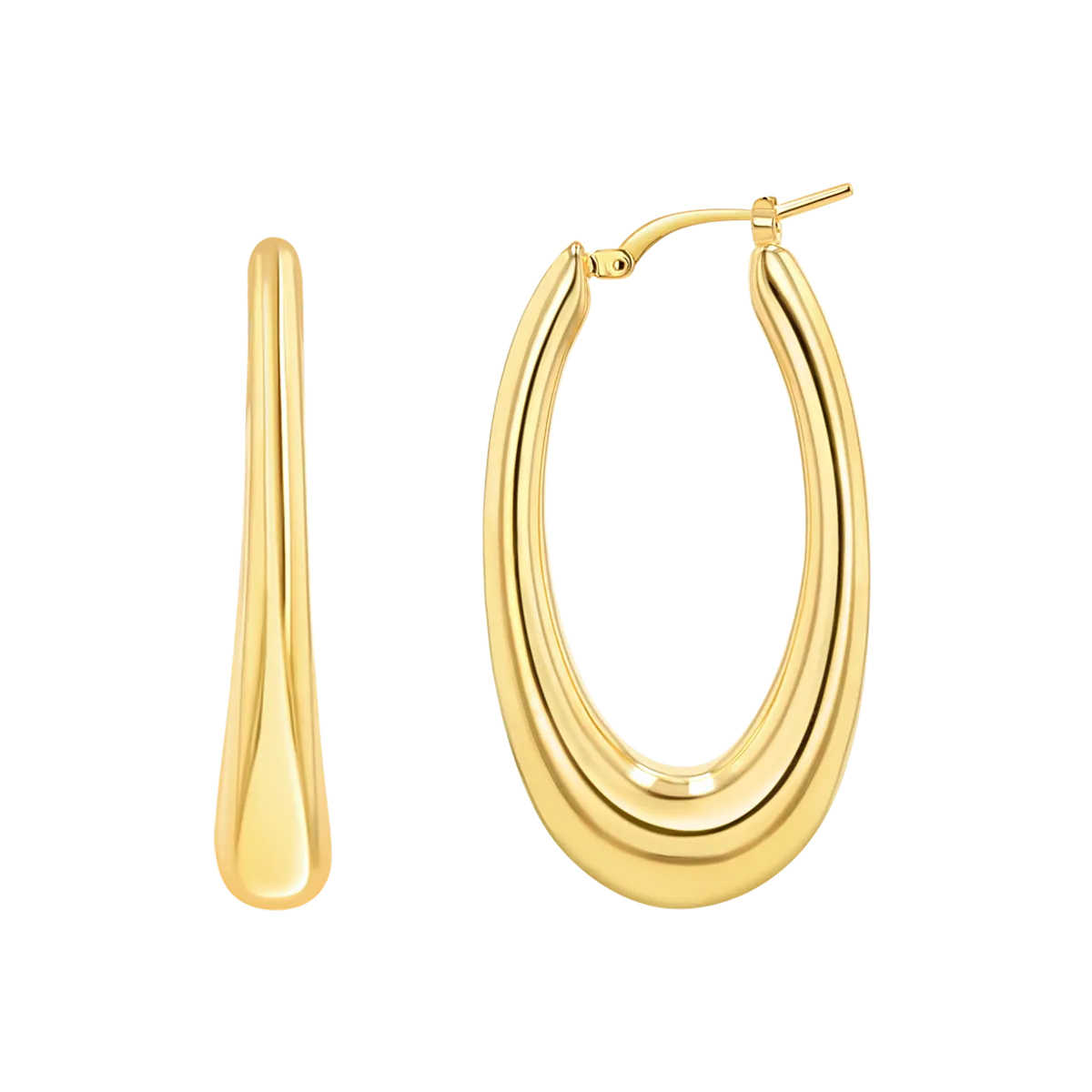 Oval Curved Hoop Earrings