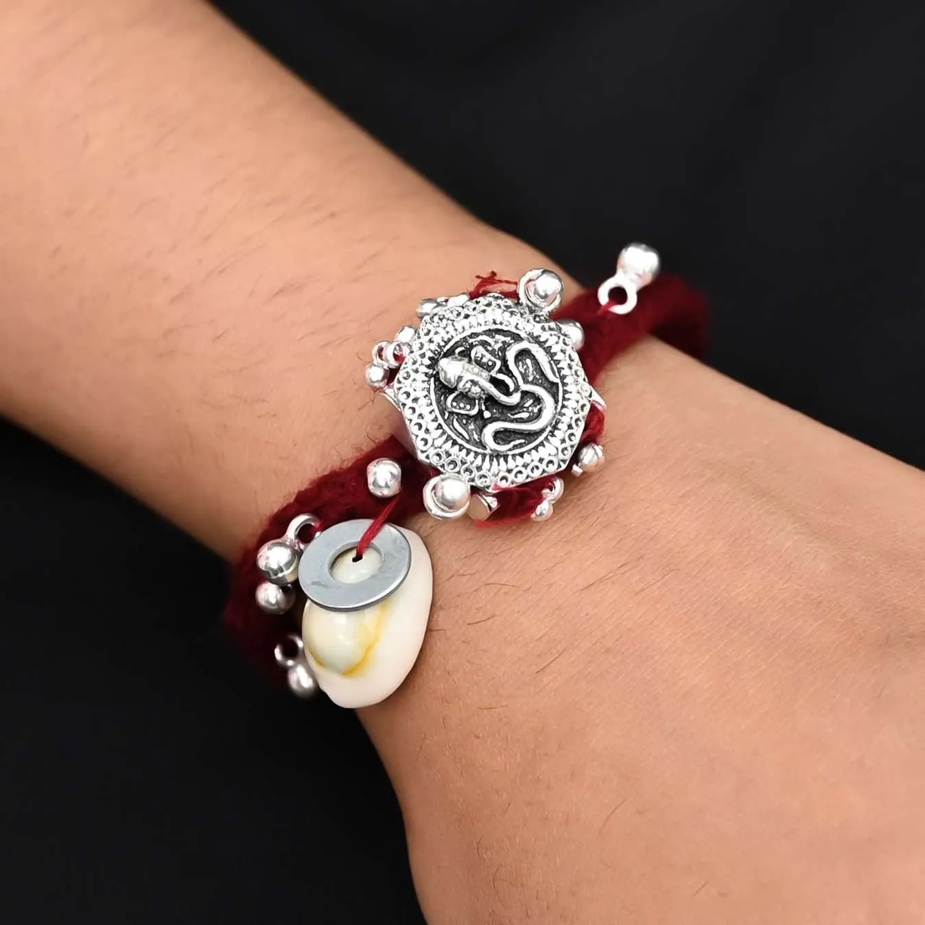 Oxidised Silver Stylish Vintage Ganesha Dhaga Bracelet for Her