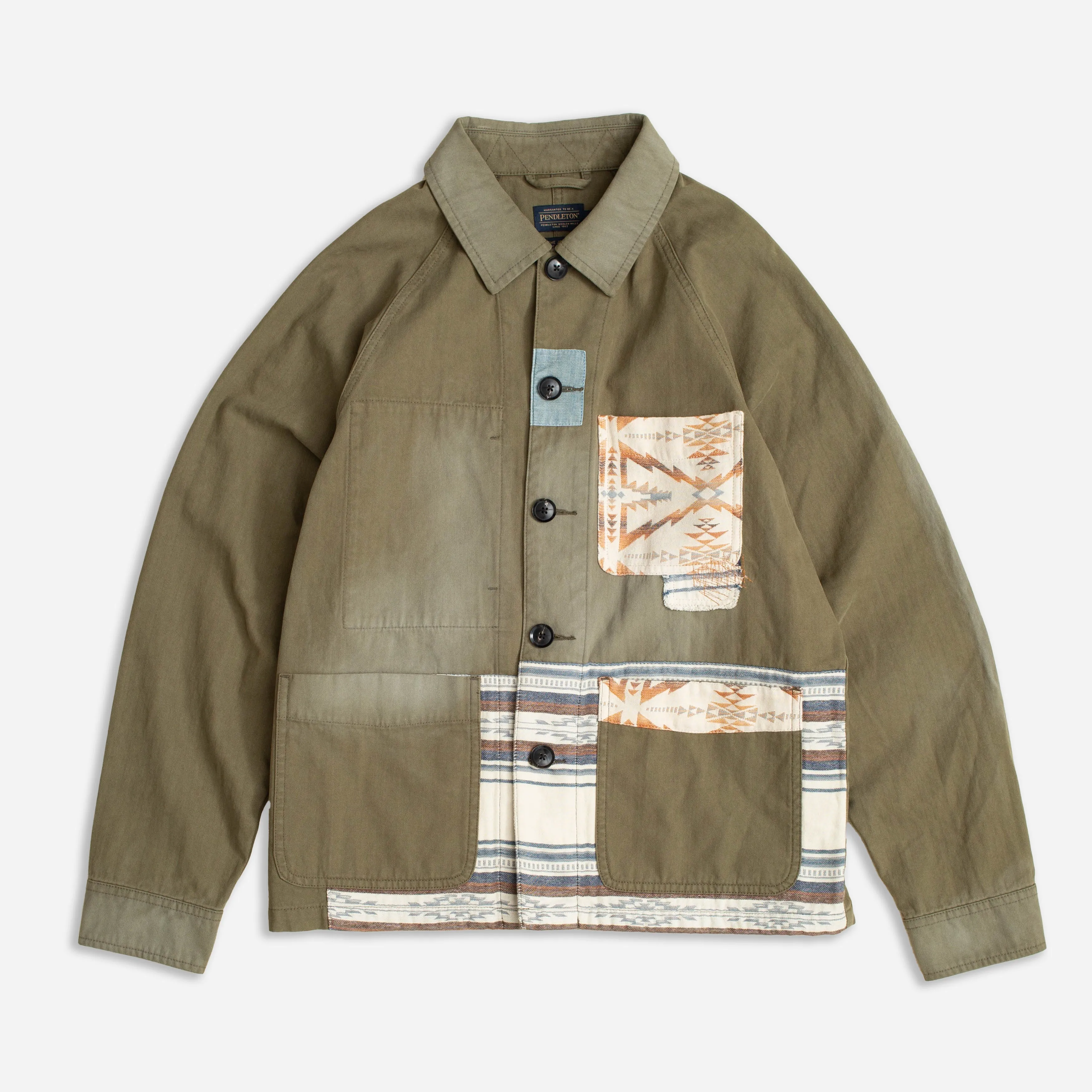 PATCHWORK CHORE JACKET - OLIVE