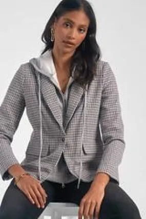 Plaid Hoodie Blazer