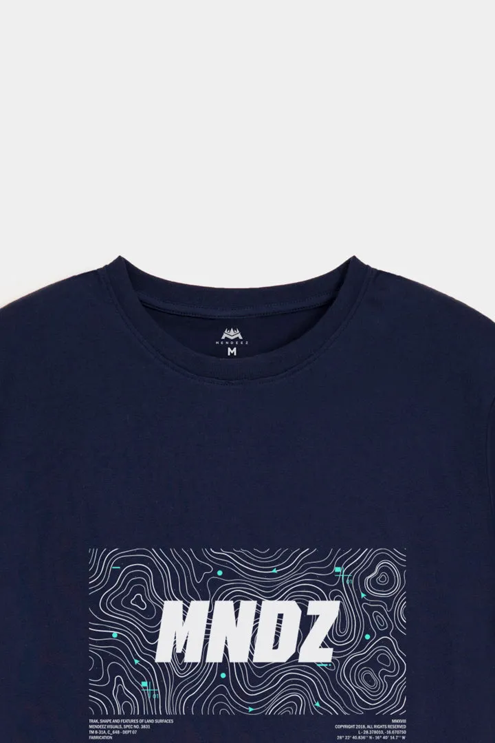 Printed Graphic Tee - Navy Blue