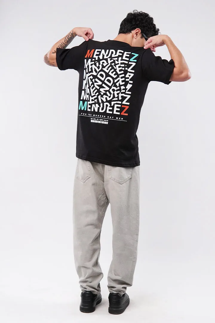 Printed Oversized T-Shirt - Black