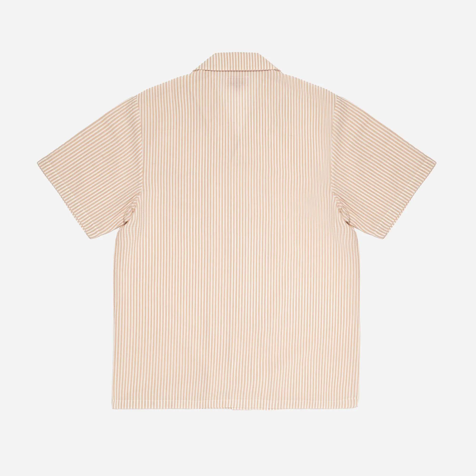 QUINCY SEERSUCKER SHORT SLEEVED SHIRT - SAND/WHITE