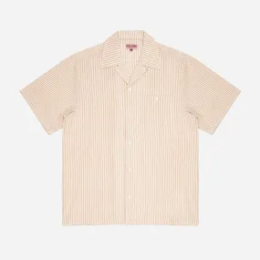 QUINCY SEERSUCKER SHORT SLEEVED SHIRT - SAND/WHITE