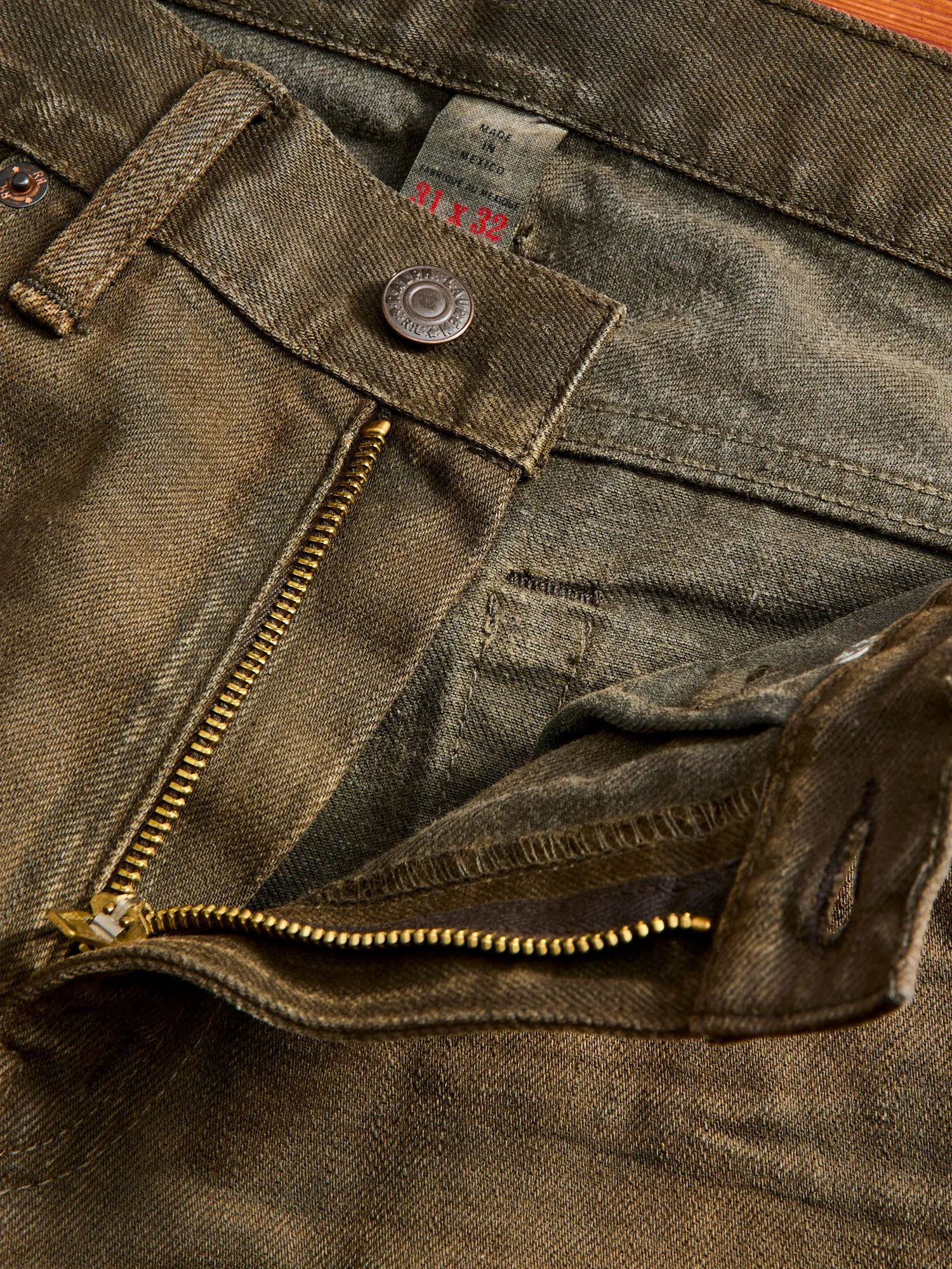 "Distressed Brown" 13.5oz Washed Denim - Slim Fit