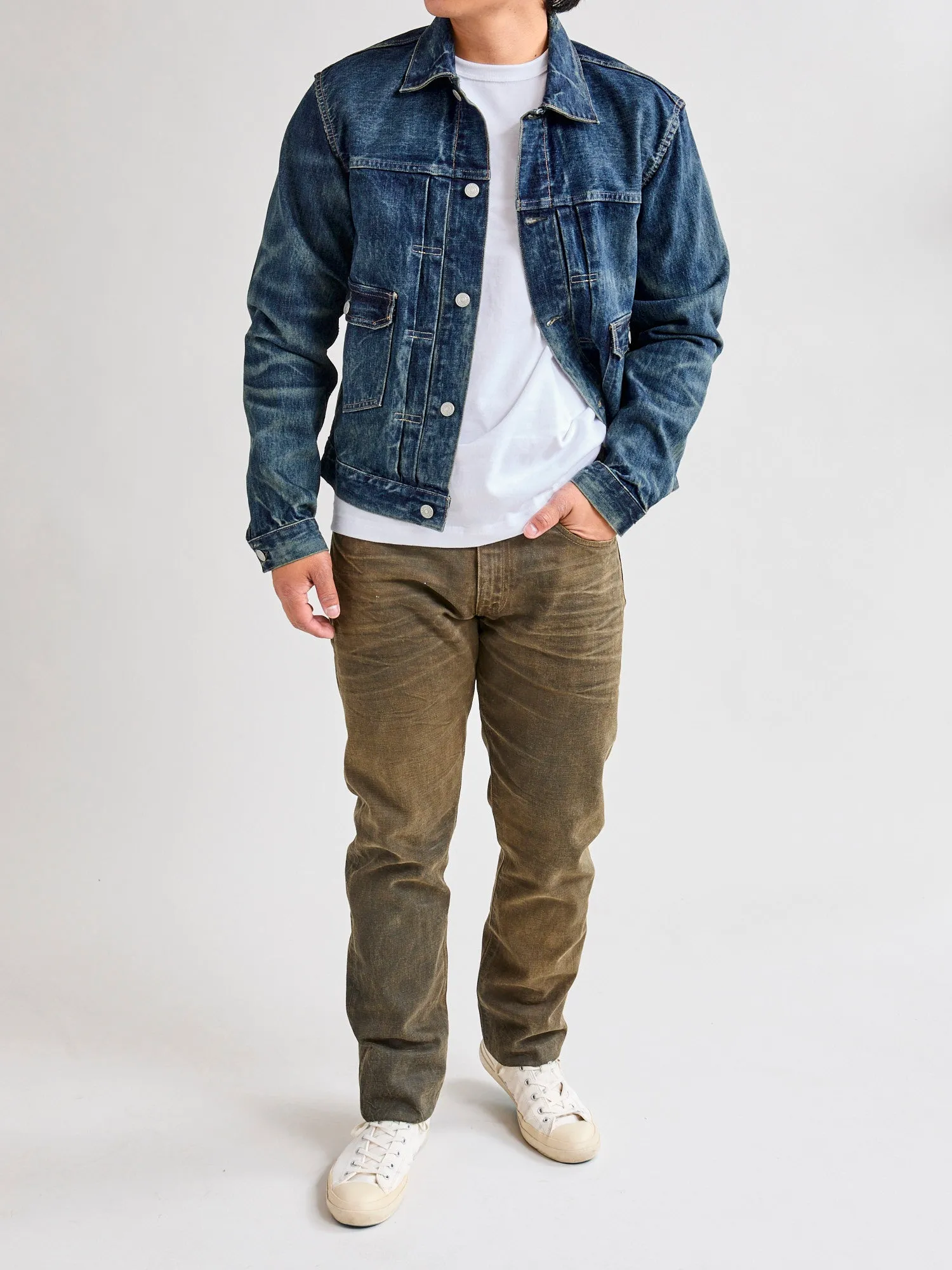 "Distressed Brown" 13.5oz Washed Denim - Slim Fit